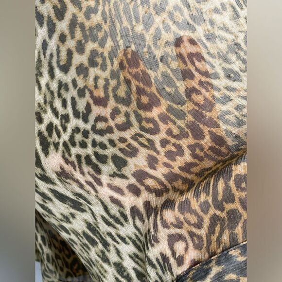 Coldwater Creek Sheer Silk Leopard Tie Front Blouse Kimono Top S/M (No Tags) - Picture 6 of 6